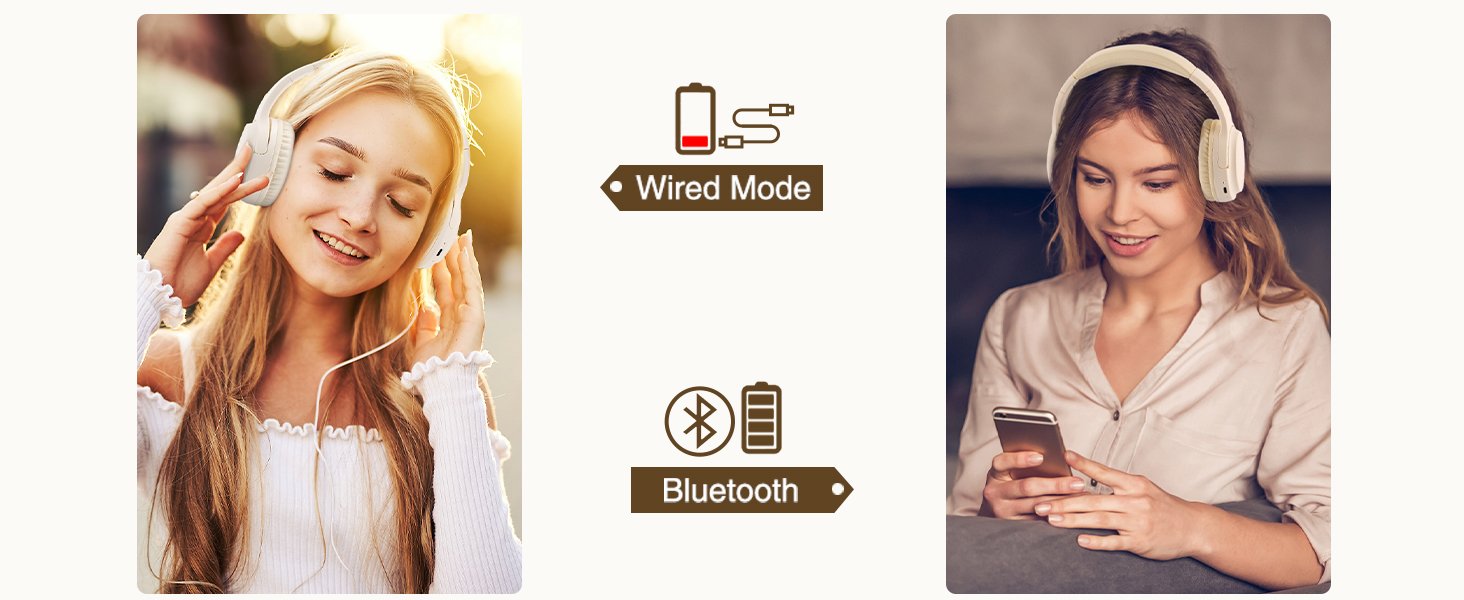 Wireless and Wired Headphones for Travel School Gym