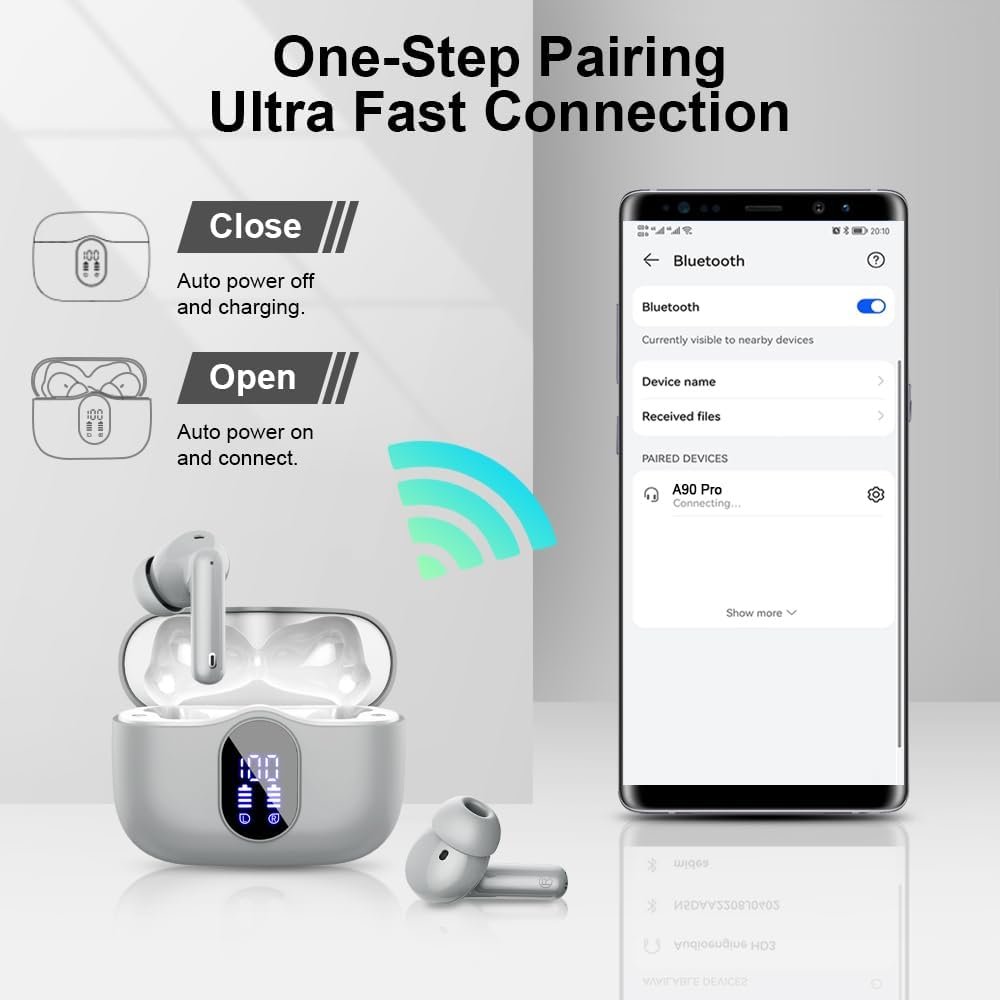 Bluetooth 5.4 Bass Stereo Noise Cancelling In-Ear Headphones