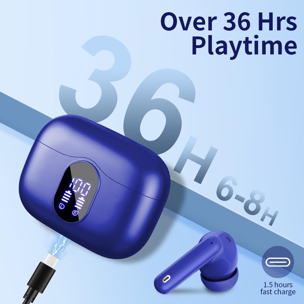 Bluetooth 5.4 Bass Stereo Noise Cancelling In-Ear Headphones