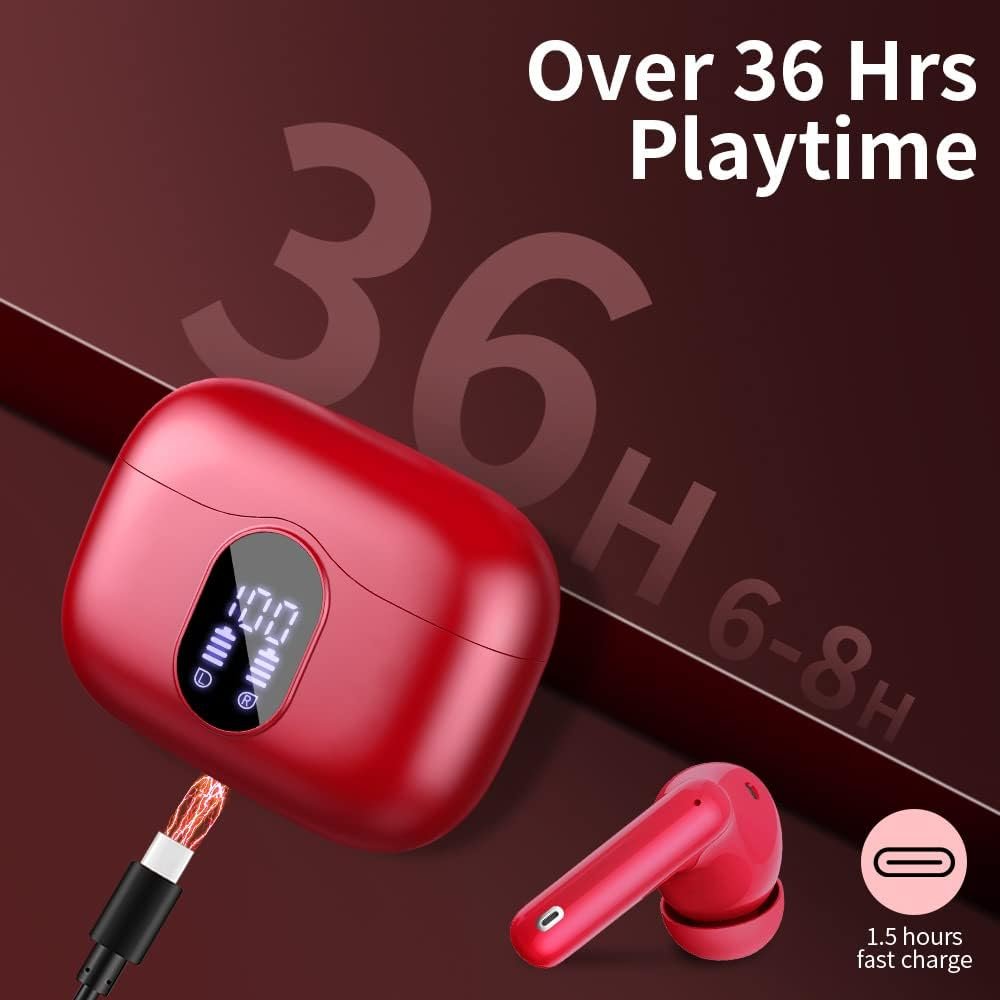 Bluetooth 5.4 Bass Stereo Noise Cancelling In-Ear Headphones