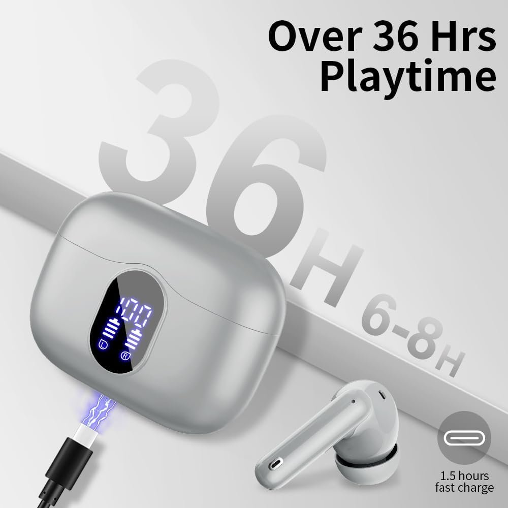 Bluetooth 5.4 Bass Stereo Noise Cancelling In-Ear Headphones