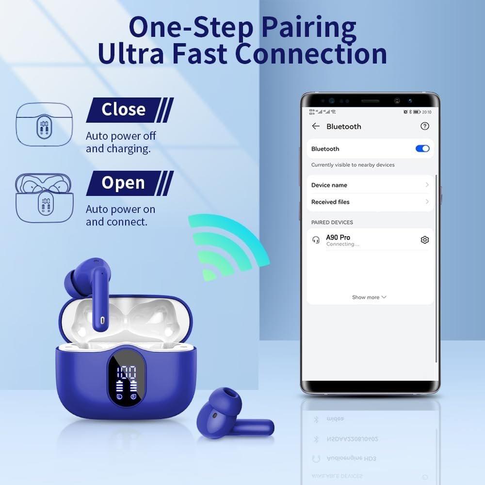 Bluetooth 5.4 Bass Stereo Noise Cancelling In-Ear Headphones