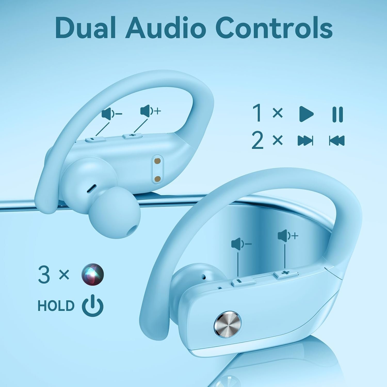 Wireless Bluetooth Headphones with LED Display and Ear Hooks