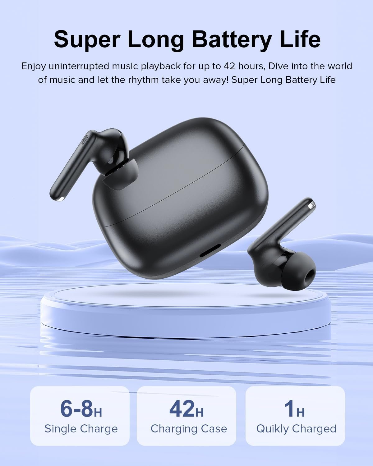 HiFi Stereo Call Noise Cancelling, IPX7 Waterproof Stereo In-Ear Headphones with LED Display