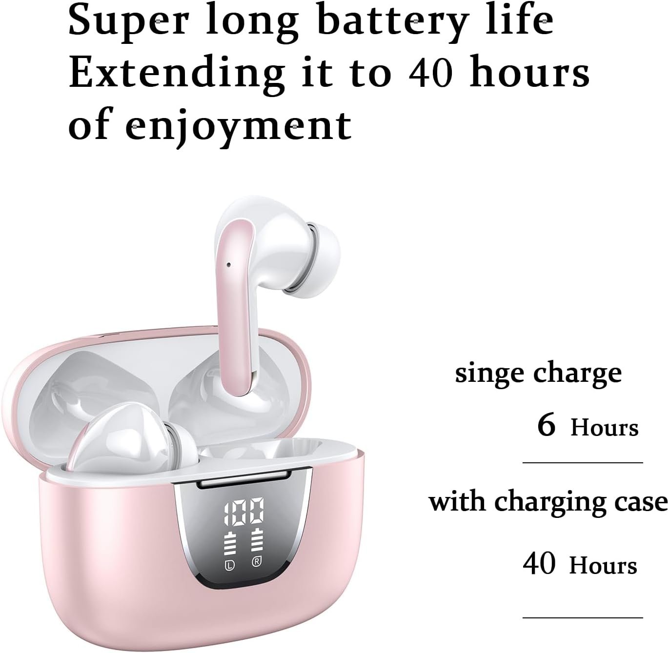 Bluetooth 5.3 Waterproof Wireless Earphones with LED Display Charging Case