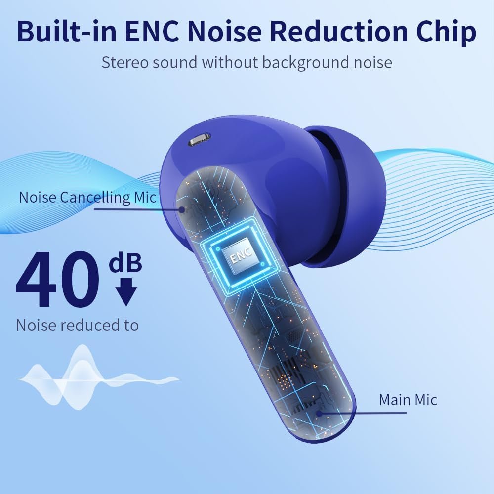 Bluetooth 5.4 Bass Stereo Noise Cancelling In-Ear Headphones