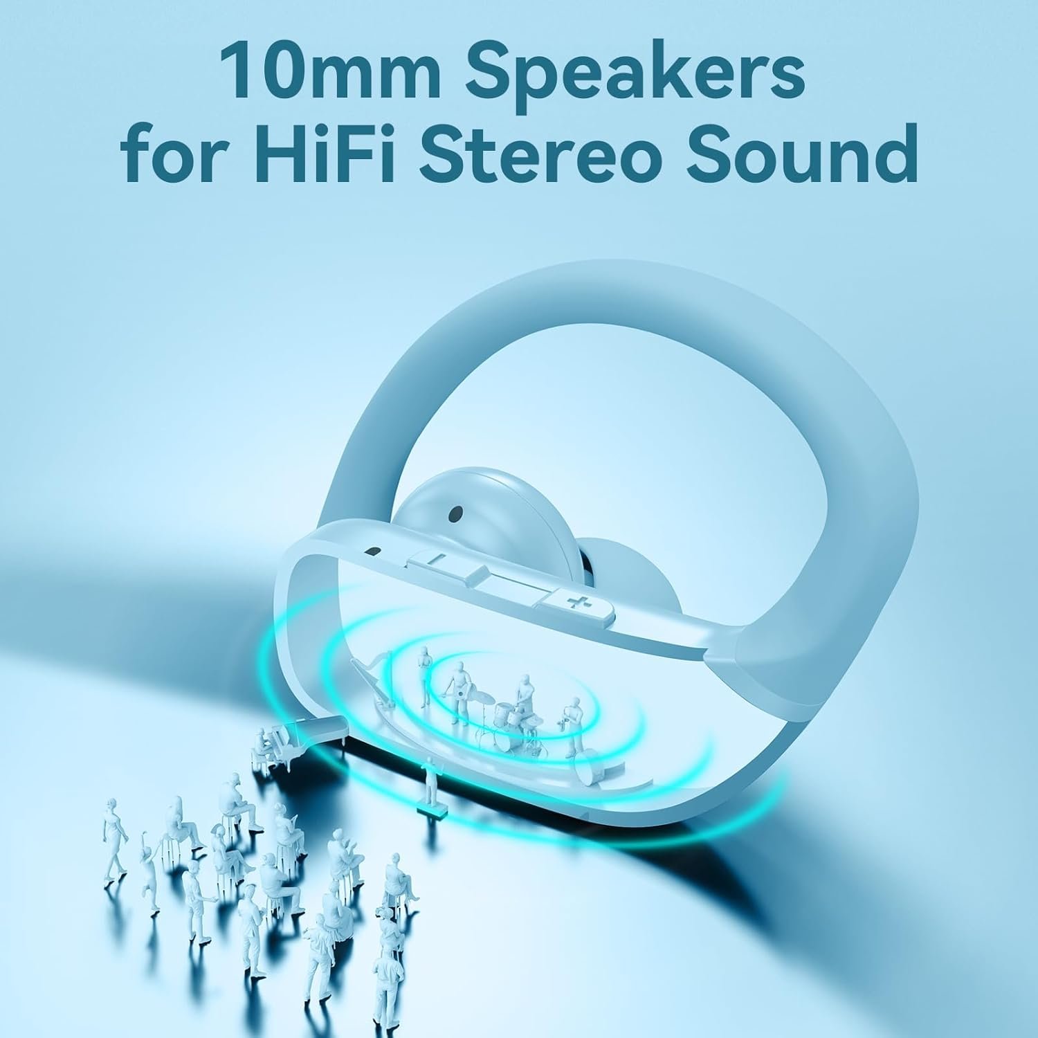 Wireless Bluetooth Headphones with LED Display and Ear Hooks