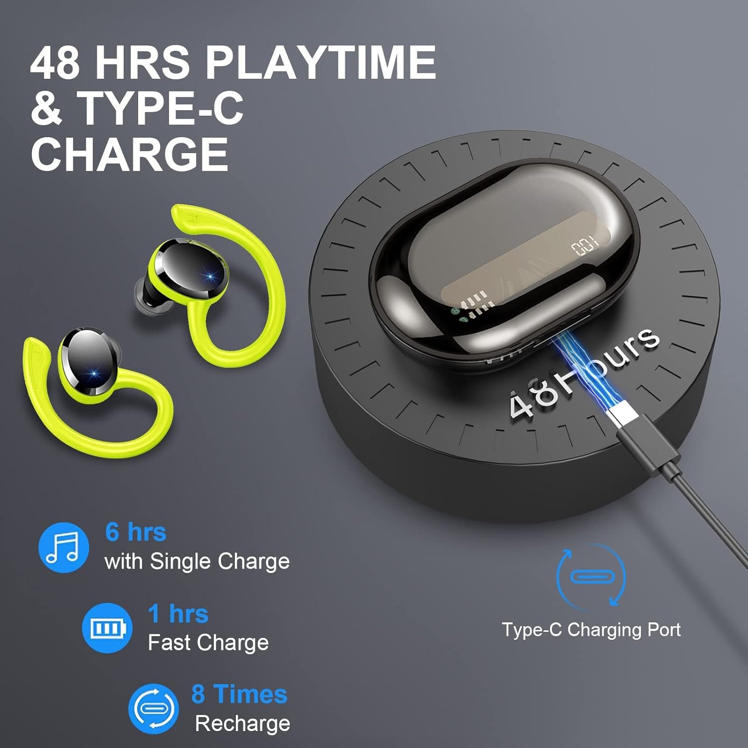 IP7 Waterproof with ENC Noise Cancelling Mic Bluetooth Earbuds