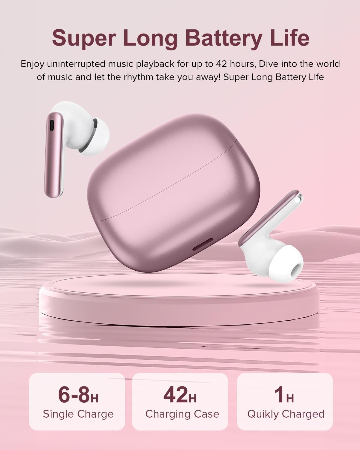 HiFi Stereo Call Noise Cancelling, IPX7 Waterproof Stereo In-Ear Headphones with LED Display