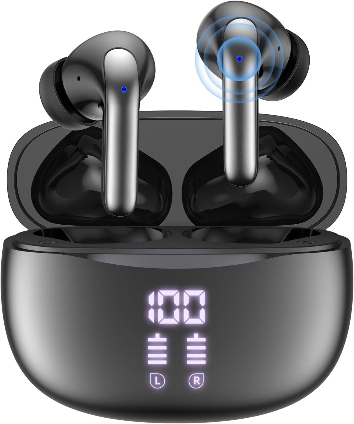 Bluetooth 5.3 Waterproof Wireless Earphones with LED Display Charging Case