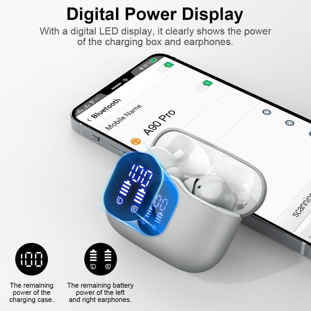 Bluetooth 5.4 Bass Stereo Noise Cancelling In-Ear Headphones