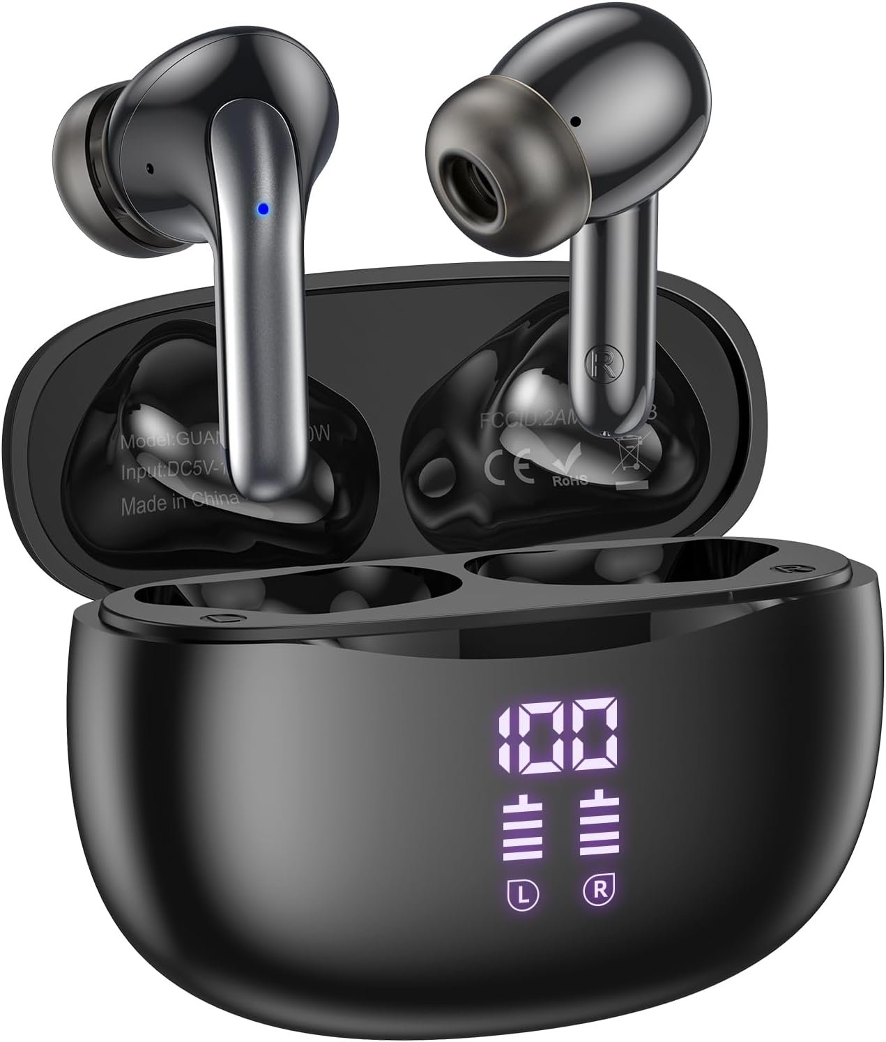Bluetooth 5.3 Waterproof Wireless Earphones with LED Display Charging Case