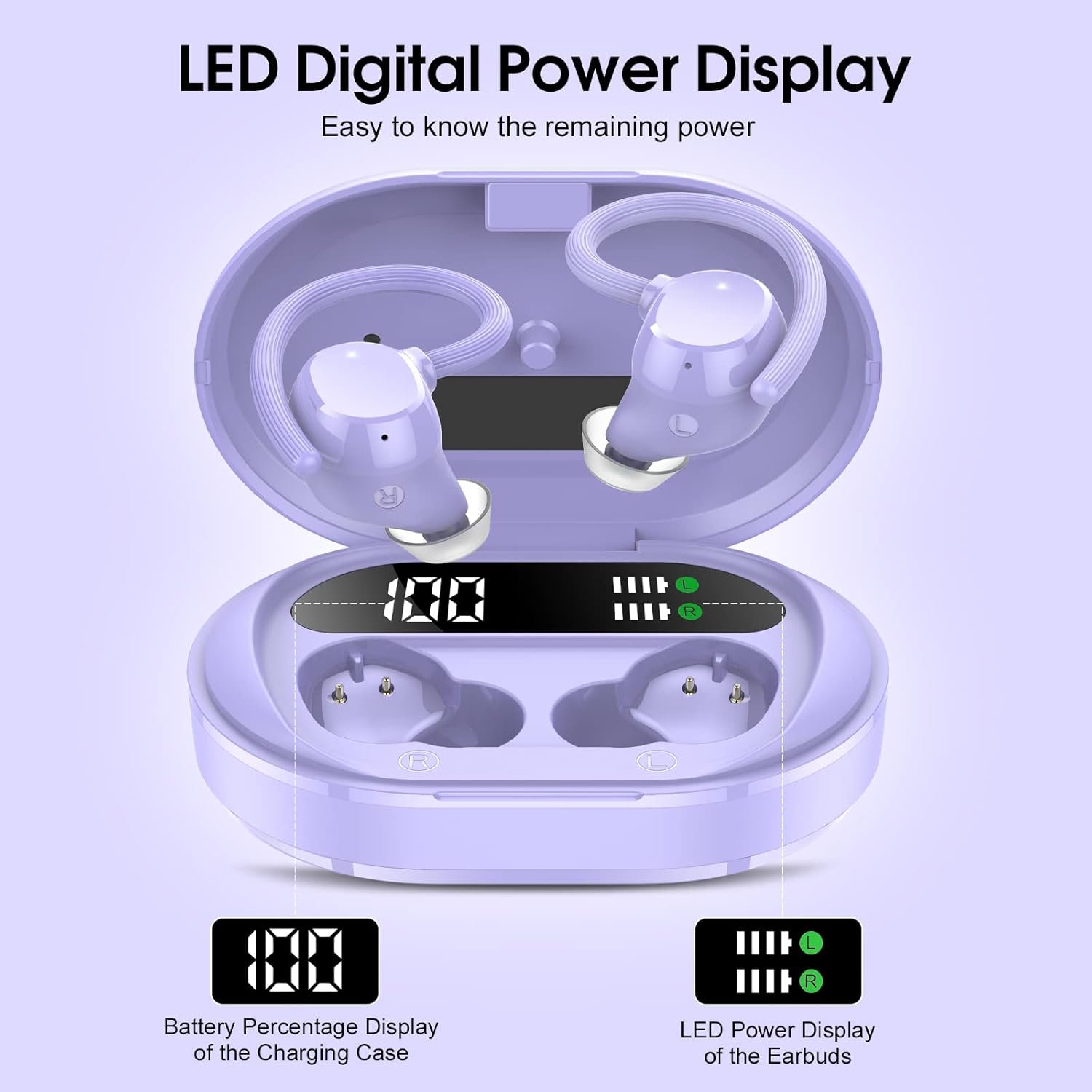 HiFi Stereo Bluetooth 5.3 In-ear Running Headphones with Earhook