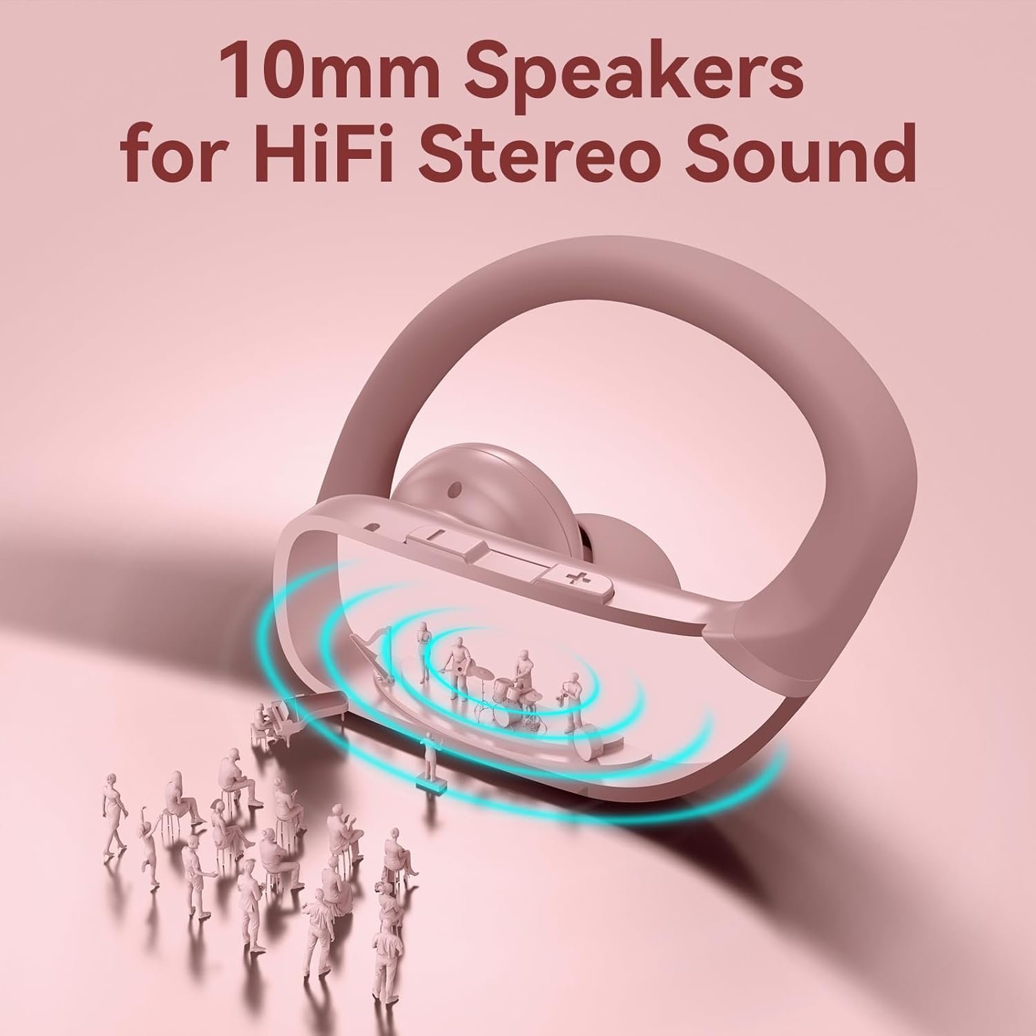 Wireless Bluetooth Headphones with LED Display and Ear Hooks