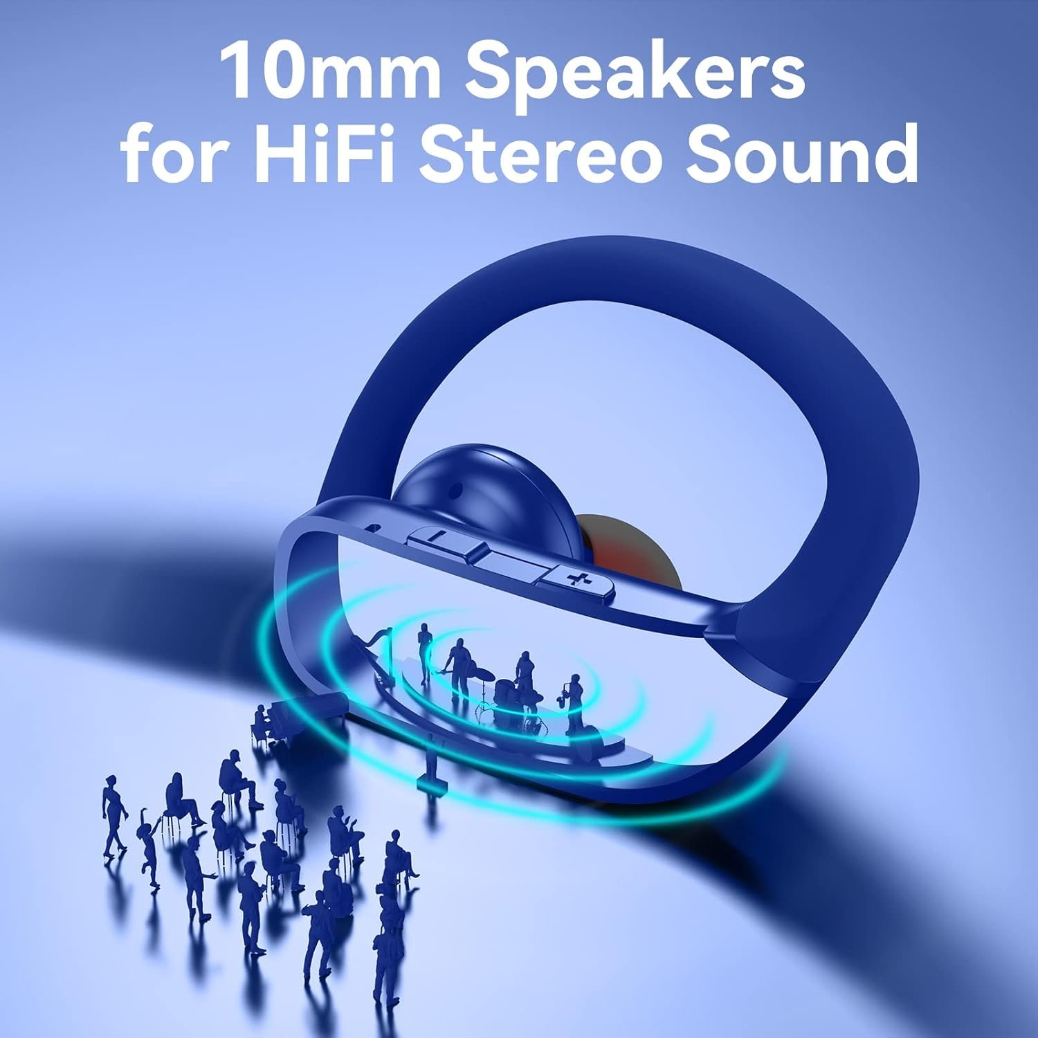 Wireless Bluetooth Headphones with LED Display and Ear Hooks