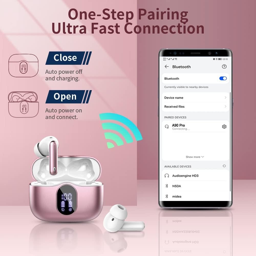 Bluetooth 5.4 Bass Stereo Noise Cancelling In-Ear Headphones