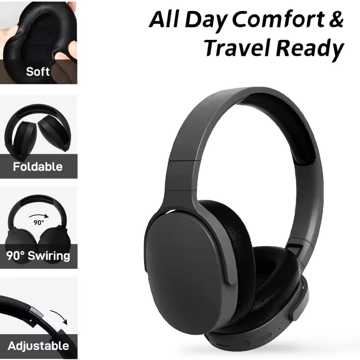 Wireless Bluetooth Headphones with Deep Bass Intelligent Noise Cancelling