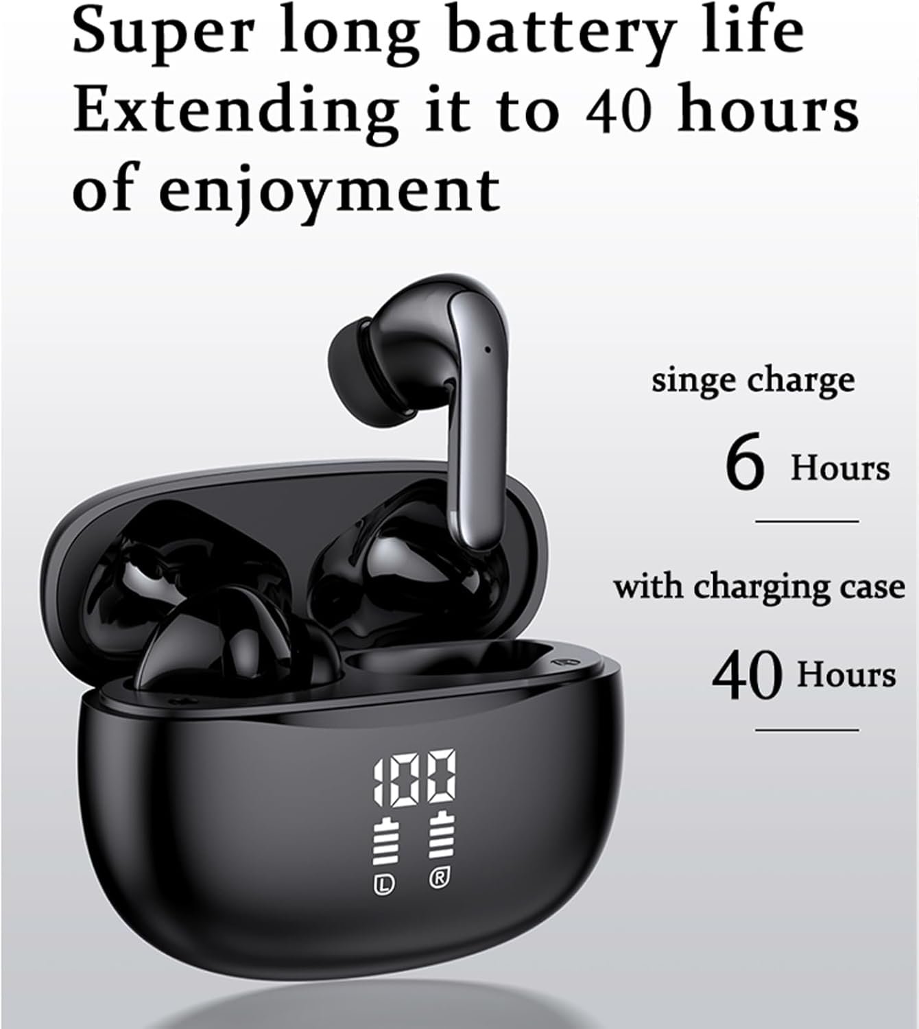 Bluetooth 5.3 Waterproof Wireless Earphones with LED Display Charging Case