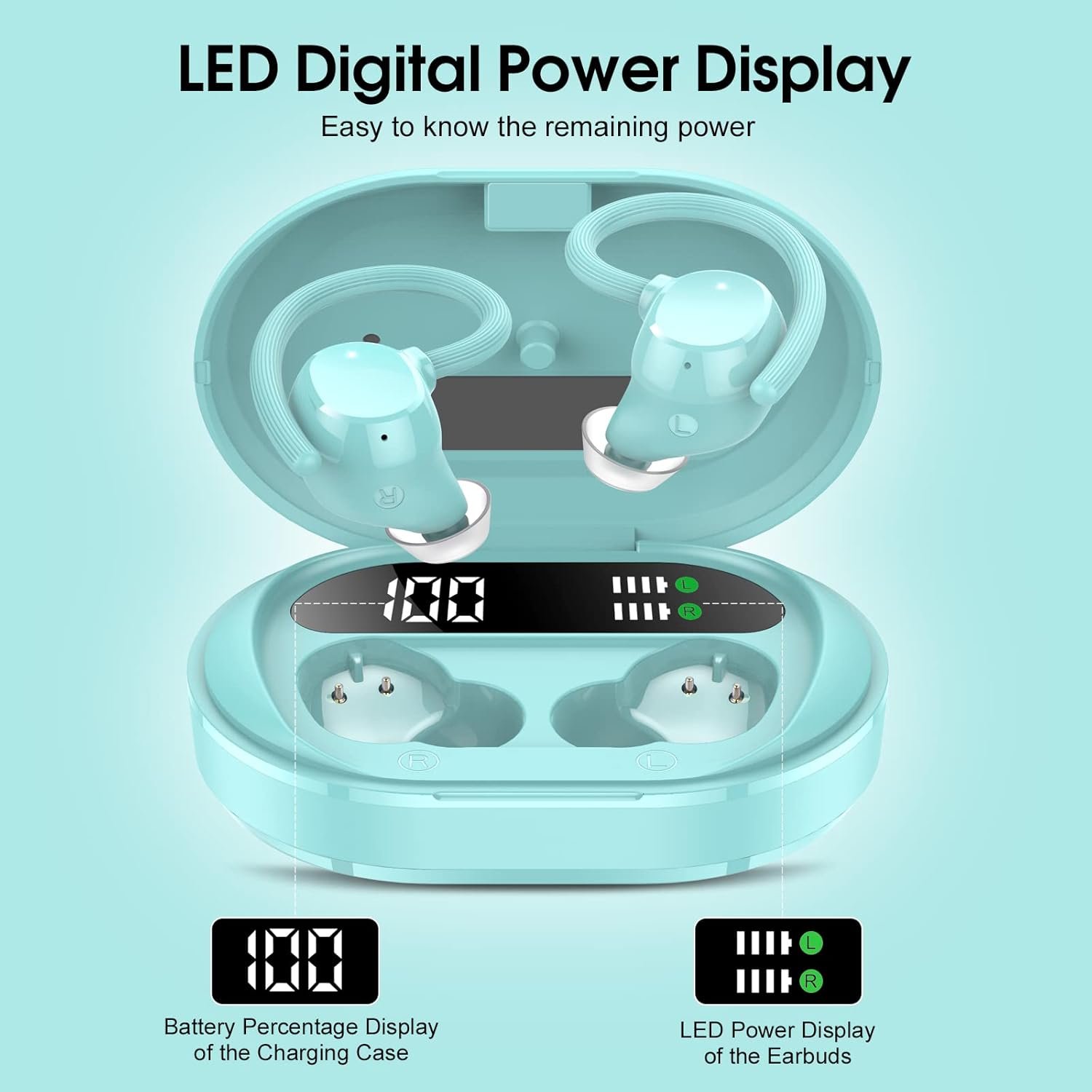 HiFi Stereo Bluetooth 5.3 In-ear Running Headphones with Earhook