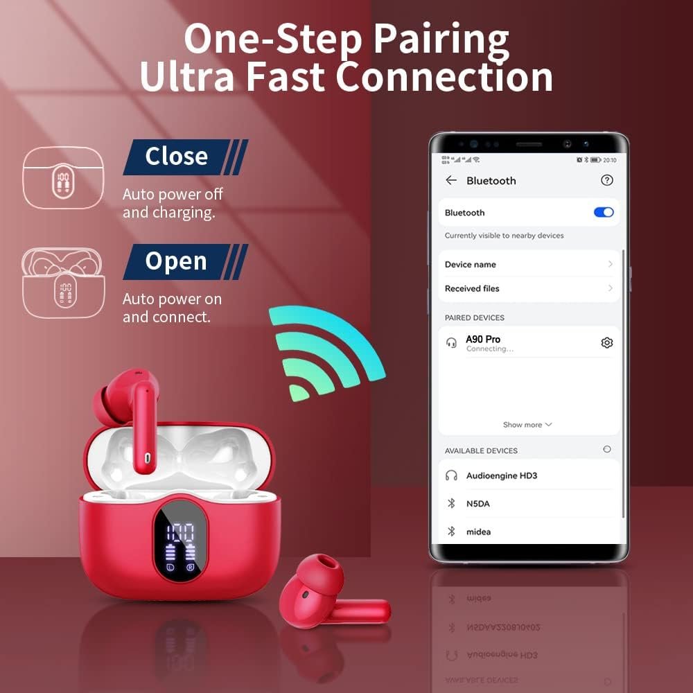 Bluetooth 5.4 Bass Stereo Noise Cancelling In-Ear Headphones