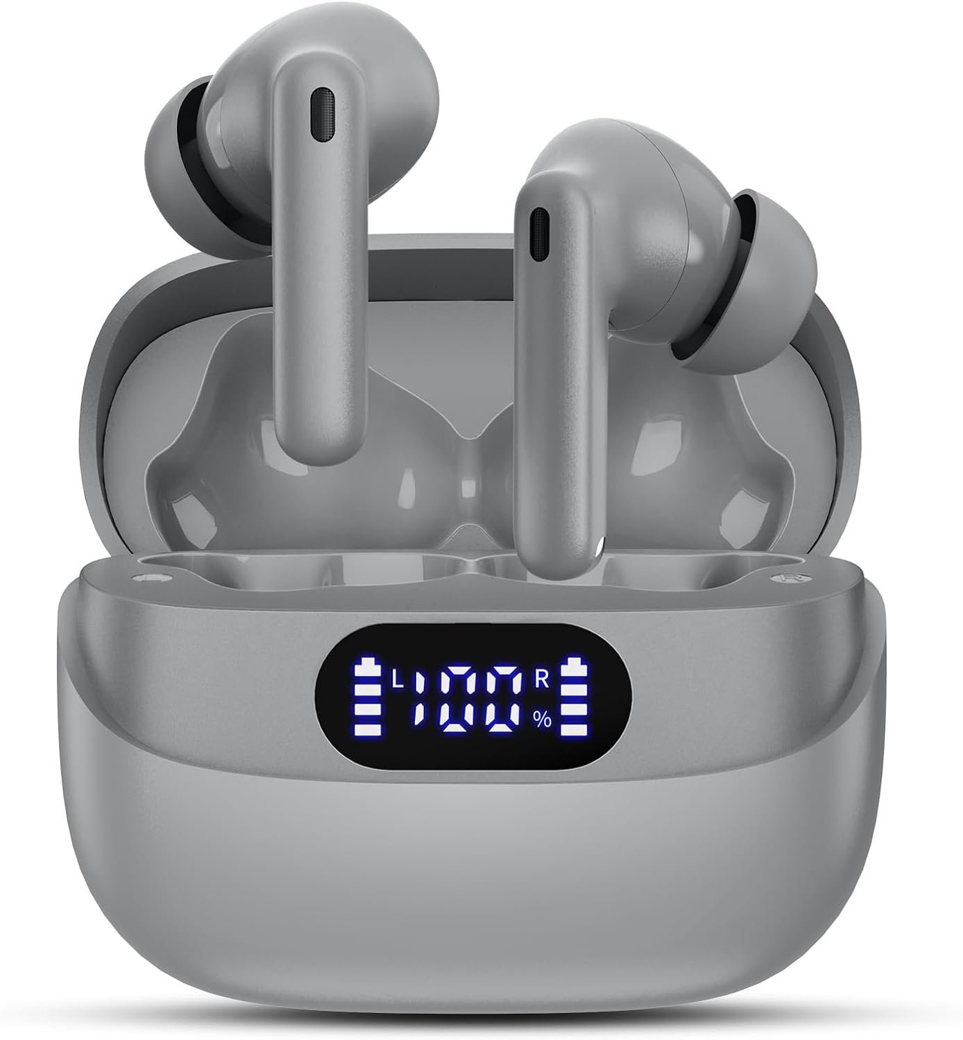 HiFi Stereo Call Noise Cancelling, IPX7 Waterproof Stereo In-Ear Headphones with LED Display