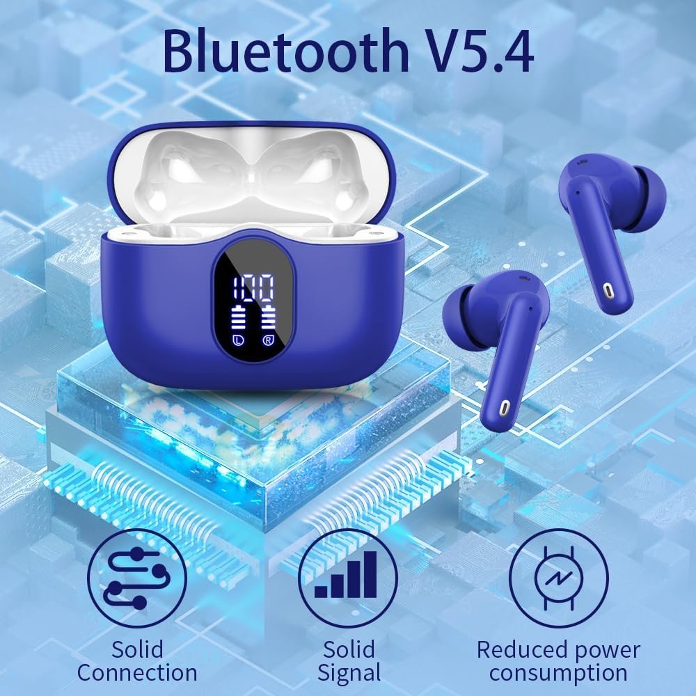 Bluetooth 5.4 Bass Stereo Noise Cancelling In-Ear Headphones