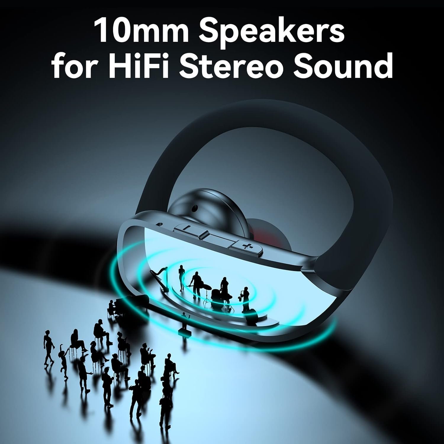 Wireless Bluetooth Headphones with LED Display and Ear Hooks