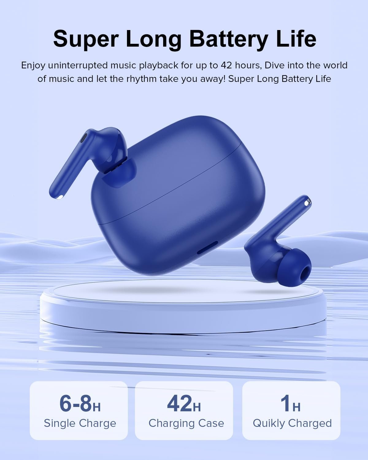 HiFi Stereo Call Noise Cancelling, IPX7 Waterproof Stereo In-Ear Headphones with LED Display