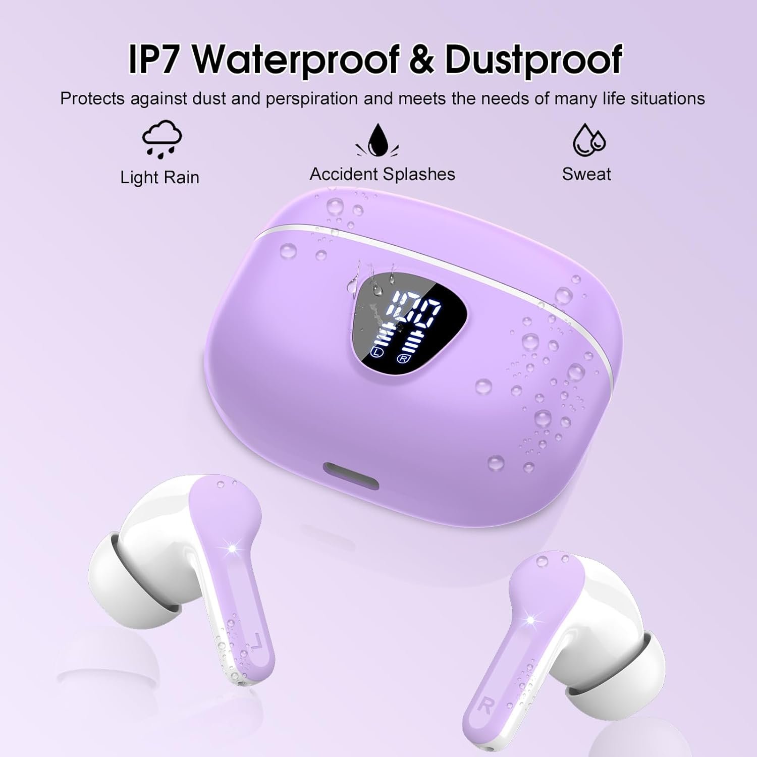 IP7 Waterproof Wireless Bluetooth Earphones with ENC Noise Cancelling Microphone