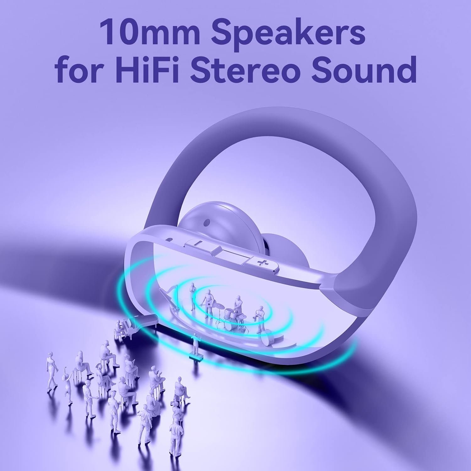 Wireless Bluetooth Headphones with LED Display and Ear Hooks