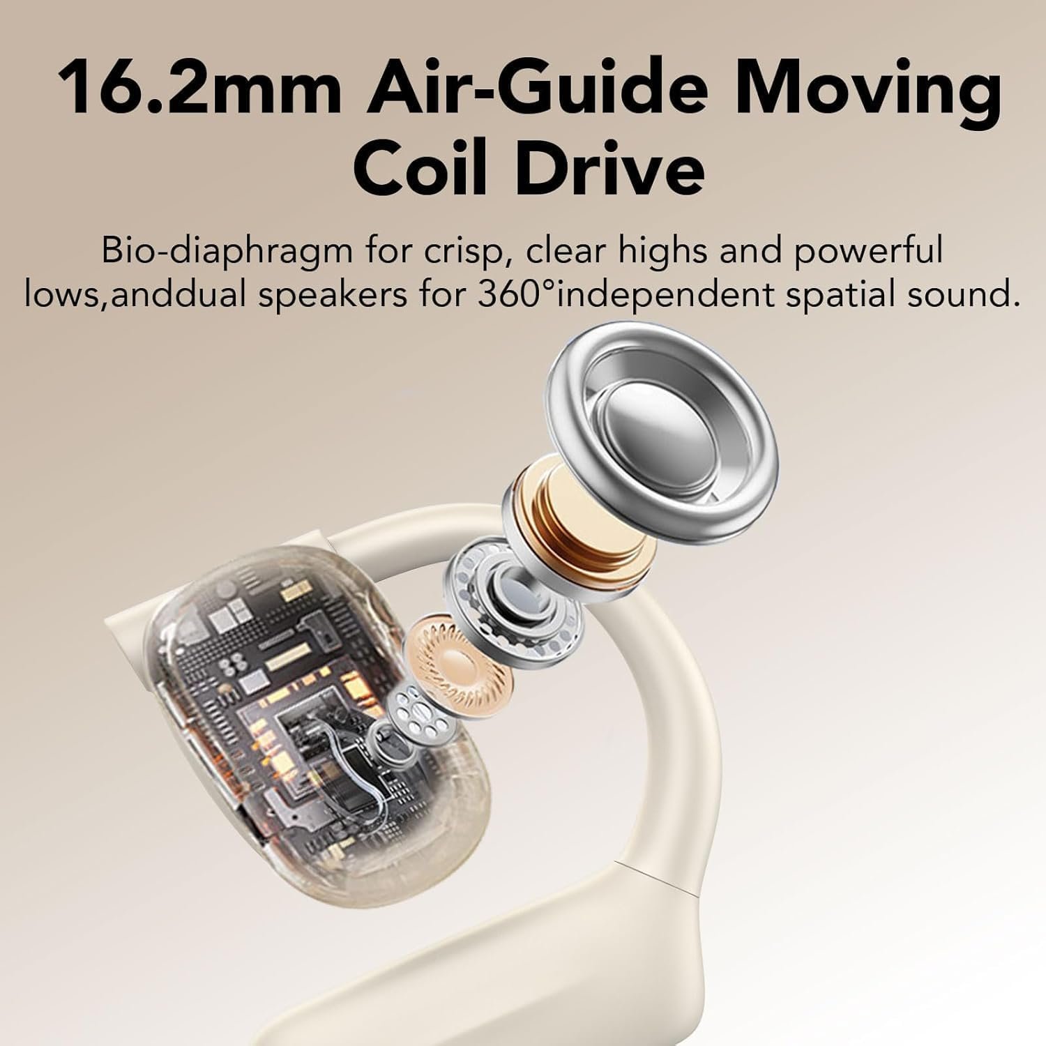 IPX5 Waterproof Open-Back Bluetooth 5.3 Earphones Built-in 4 Microphones with Ear Hook