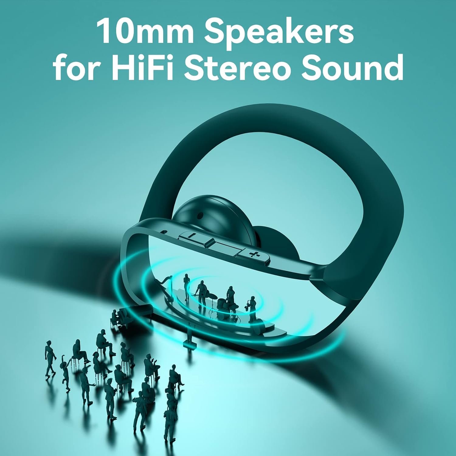 Wireless Bluetooth Headphones with LED Display and Ear Hooks