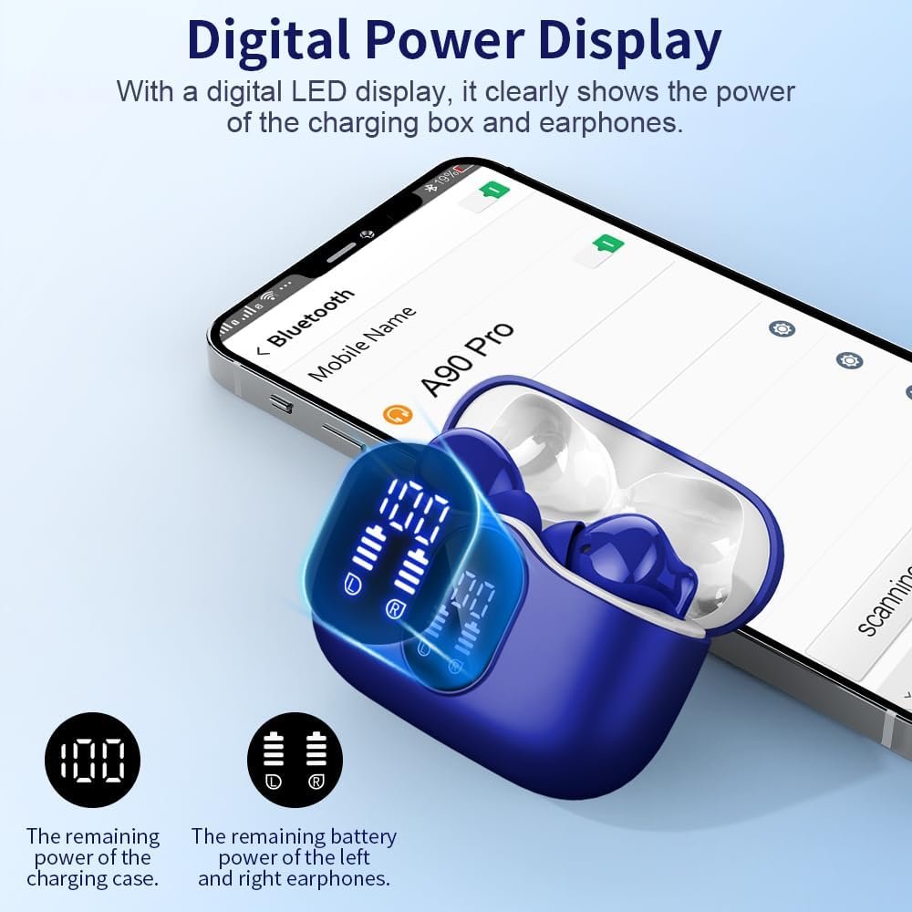 Bluetooth 5.4 Bass Stereo Noise Cancelling In-Ear Headphones