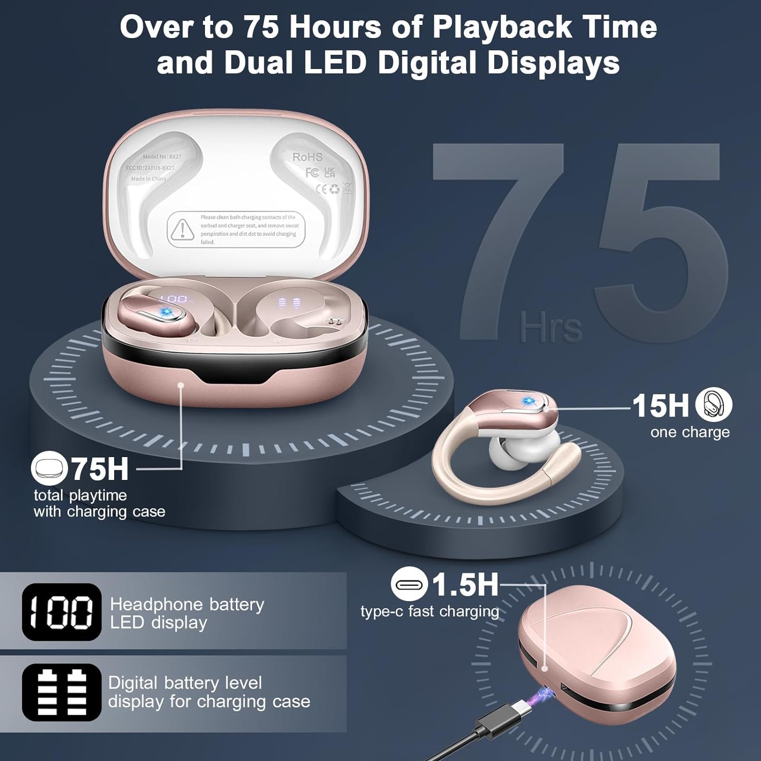 IP7 Waterproof with ENC Noise Cancelling Mic Bluetooth Earbuds