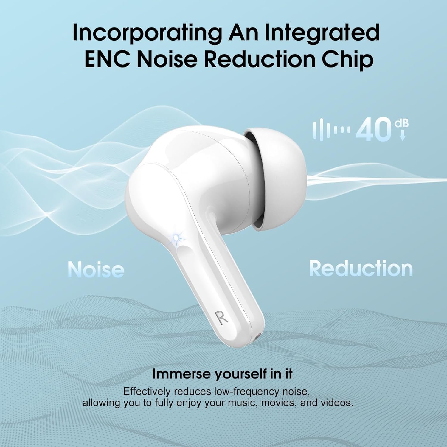 IP7 Waterproof Wireless Bluetooth Earphones with ENC Noise Cancelling Microphone