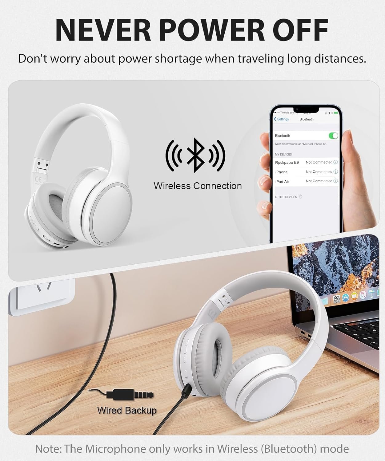 Foldable Wireless Earphones with Mic and Travel Case