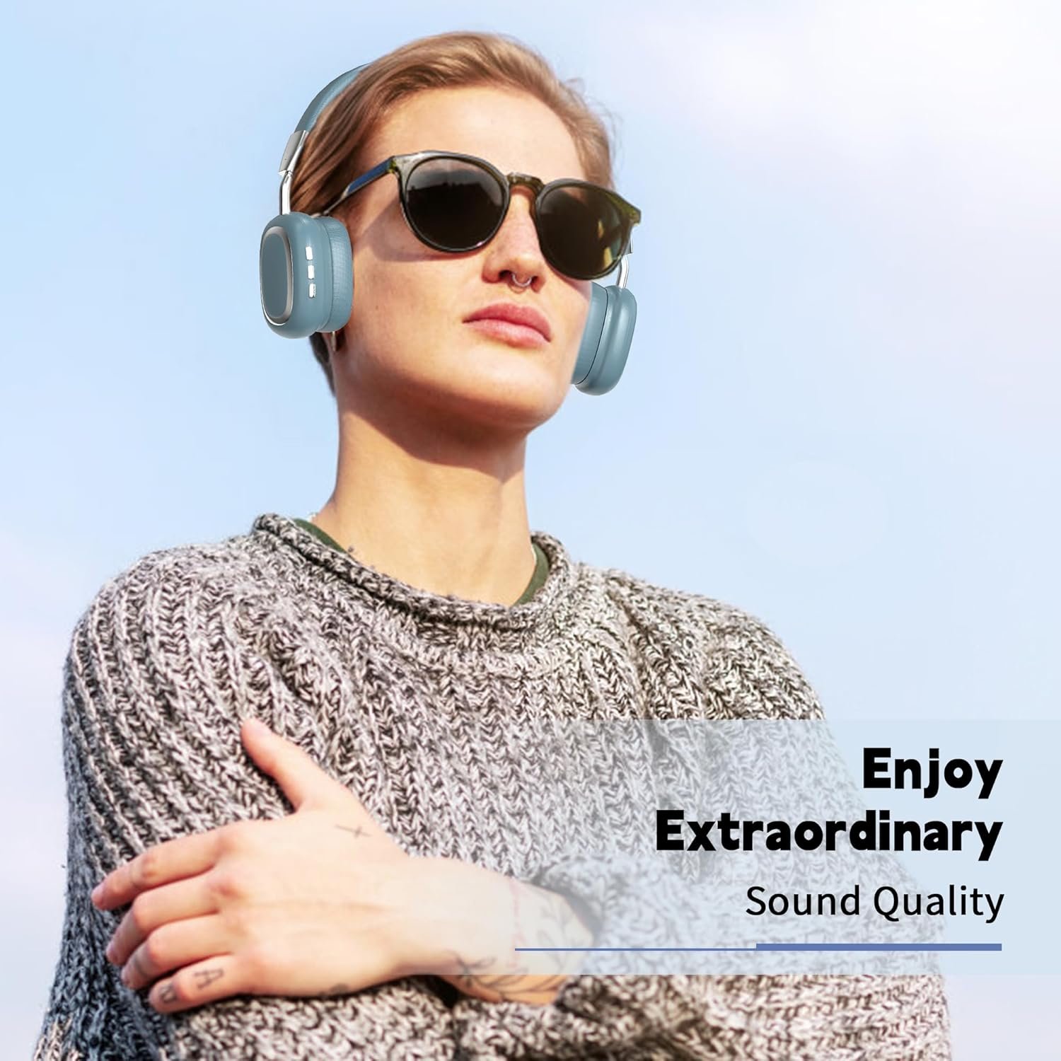 HiFi Stereo Foldable 5.3 Wireless Bluetooth Noise Cancelling Headphones