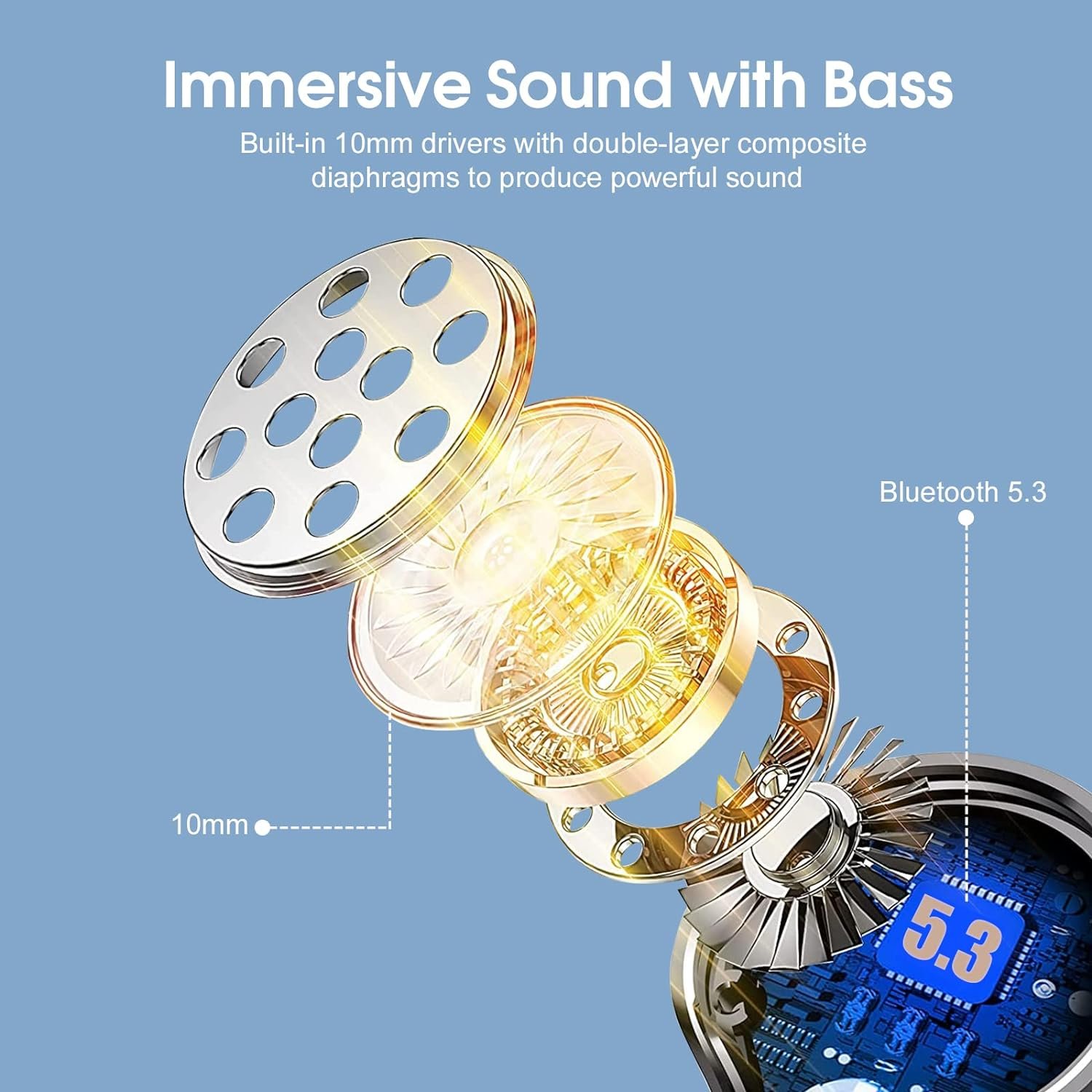 HiFi Stereo Bluetooth 5.3 In-ear Running Headphones with Earhook