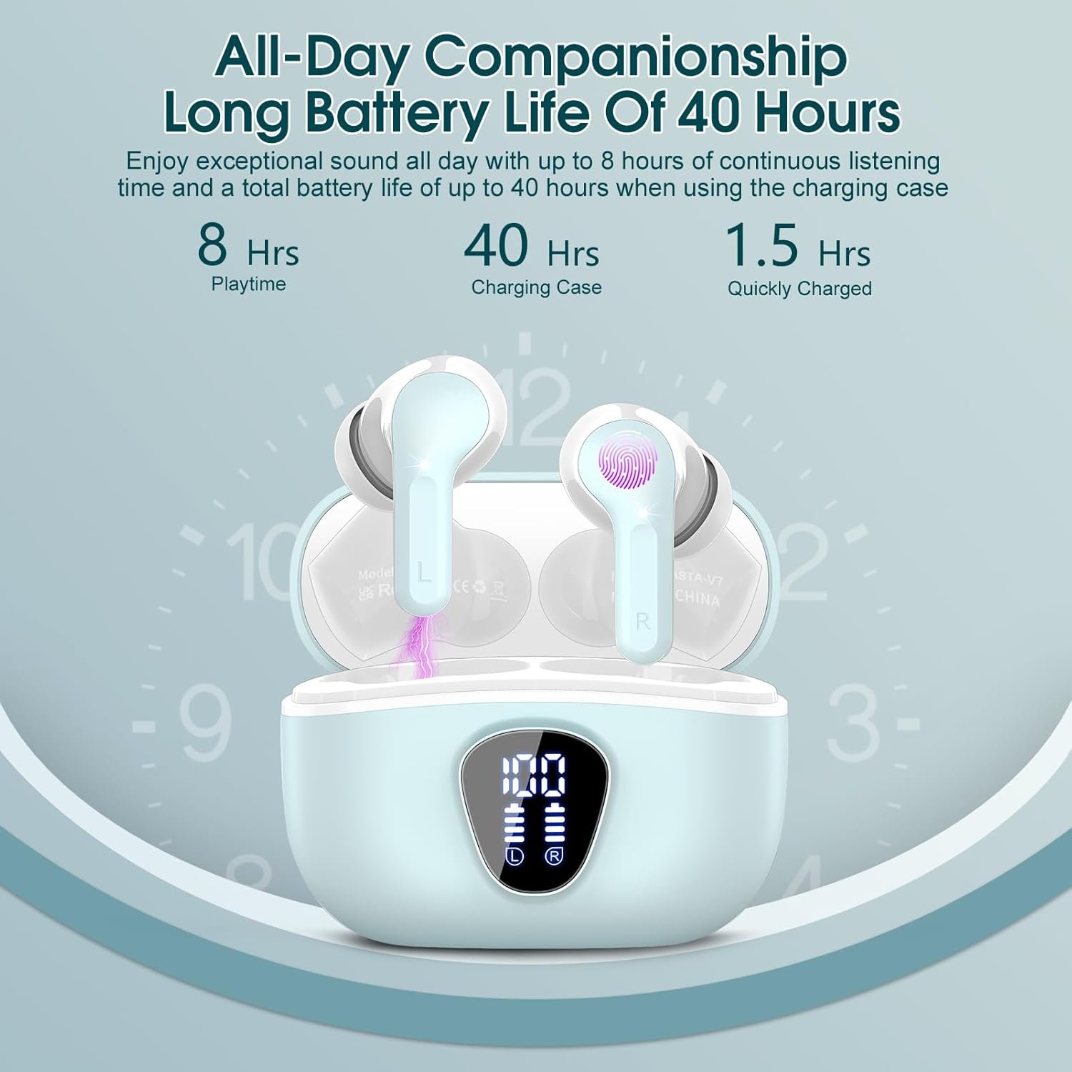 IP7 Waterproof Wireless Bluetooth Earphones with ENC Noise Cancelling Microphone