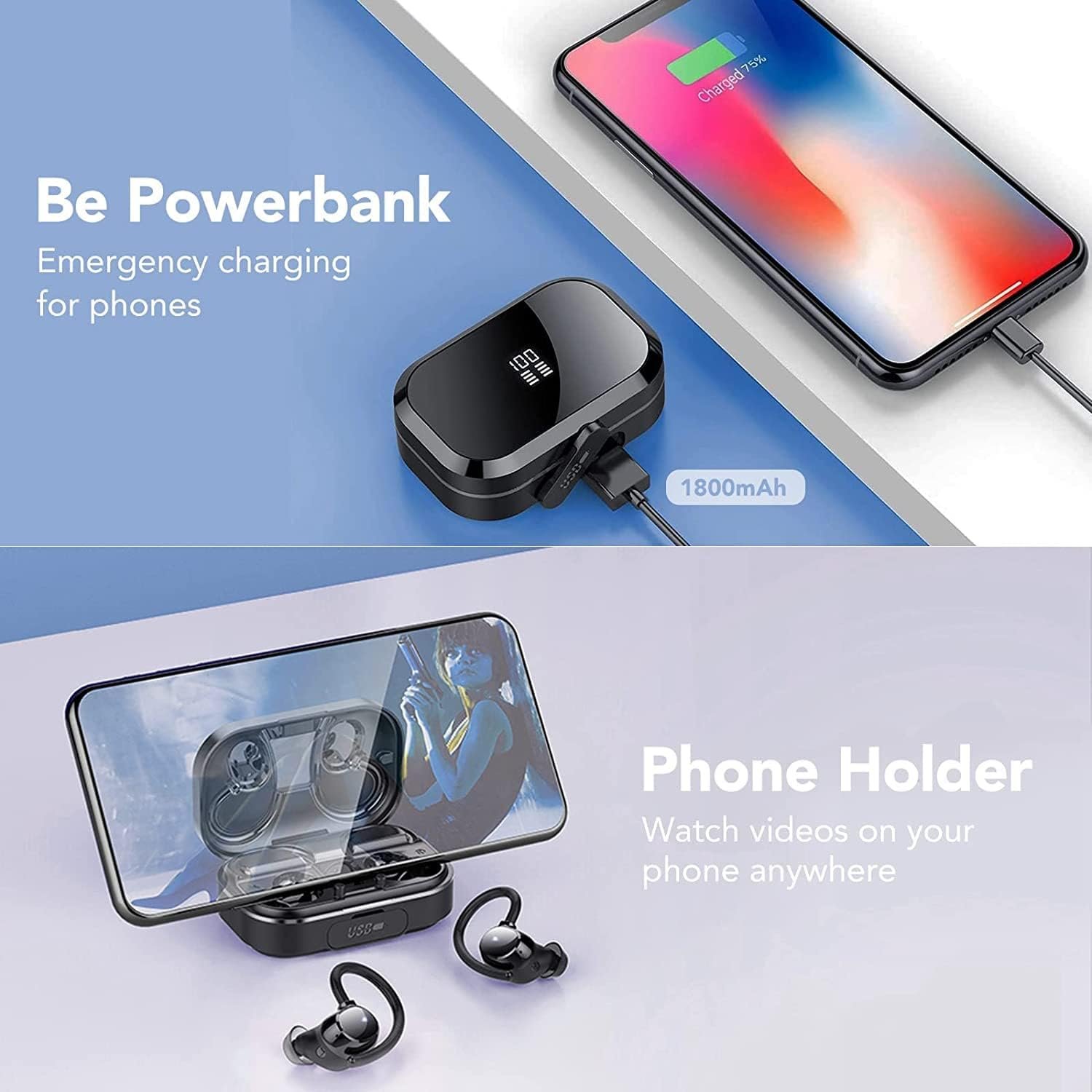 IPX7 Waterproof, Deep Bass 2.0 Bluetooth Earphones Wireless Headphones