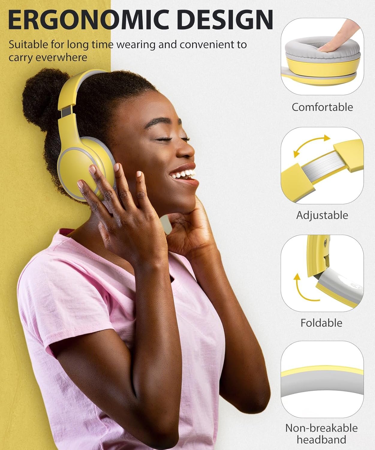 Foldable Wireless Earphones with Mic and Travel Case