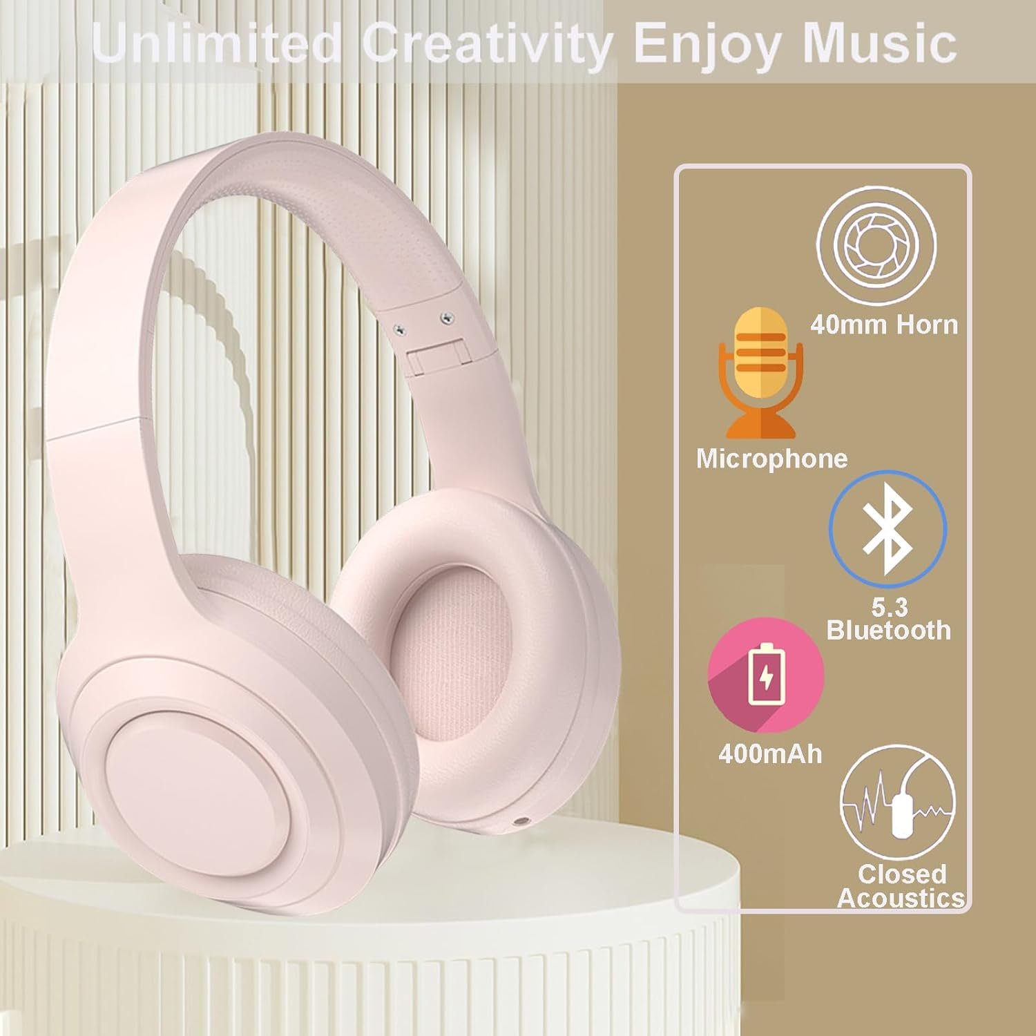 Hi-Fi Stereo Bluetooth Foldable Over-Ear Headphones with Built-in Microphone