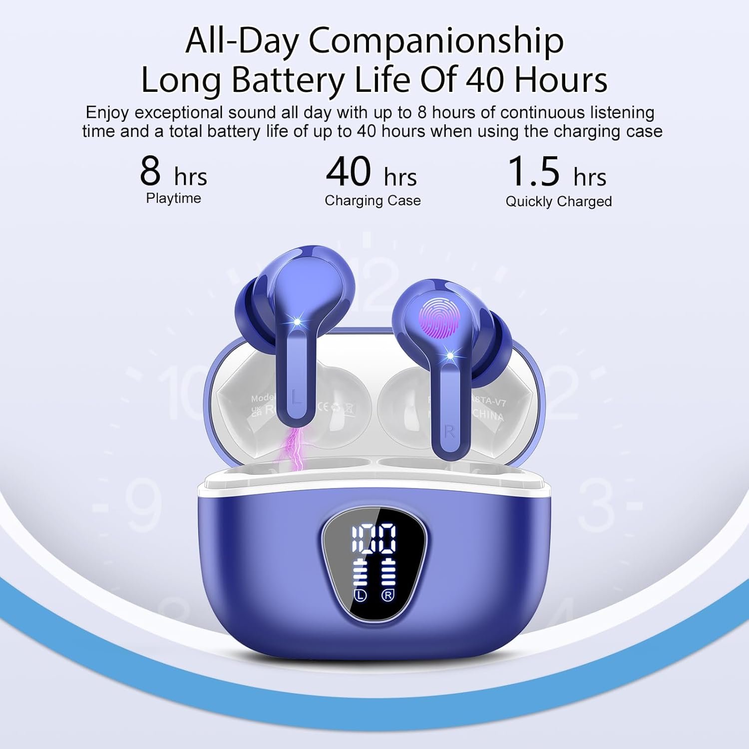 IP7 Waterproof Wireless Bluetooth Earphones with ENC Noise Cancelling Microphone