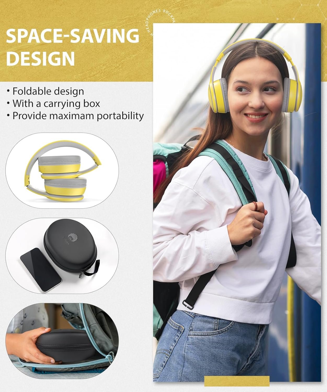 Foldable Wireless Earphones with Mic and Travel Case
