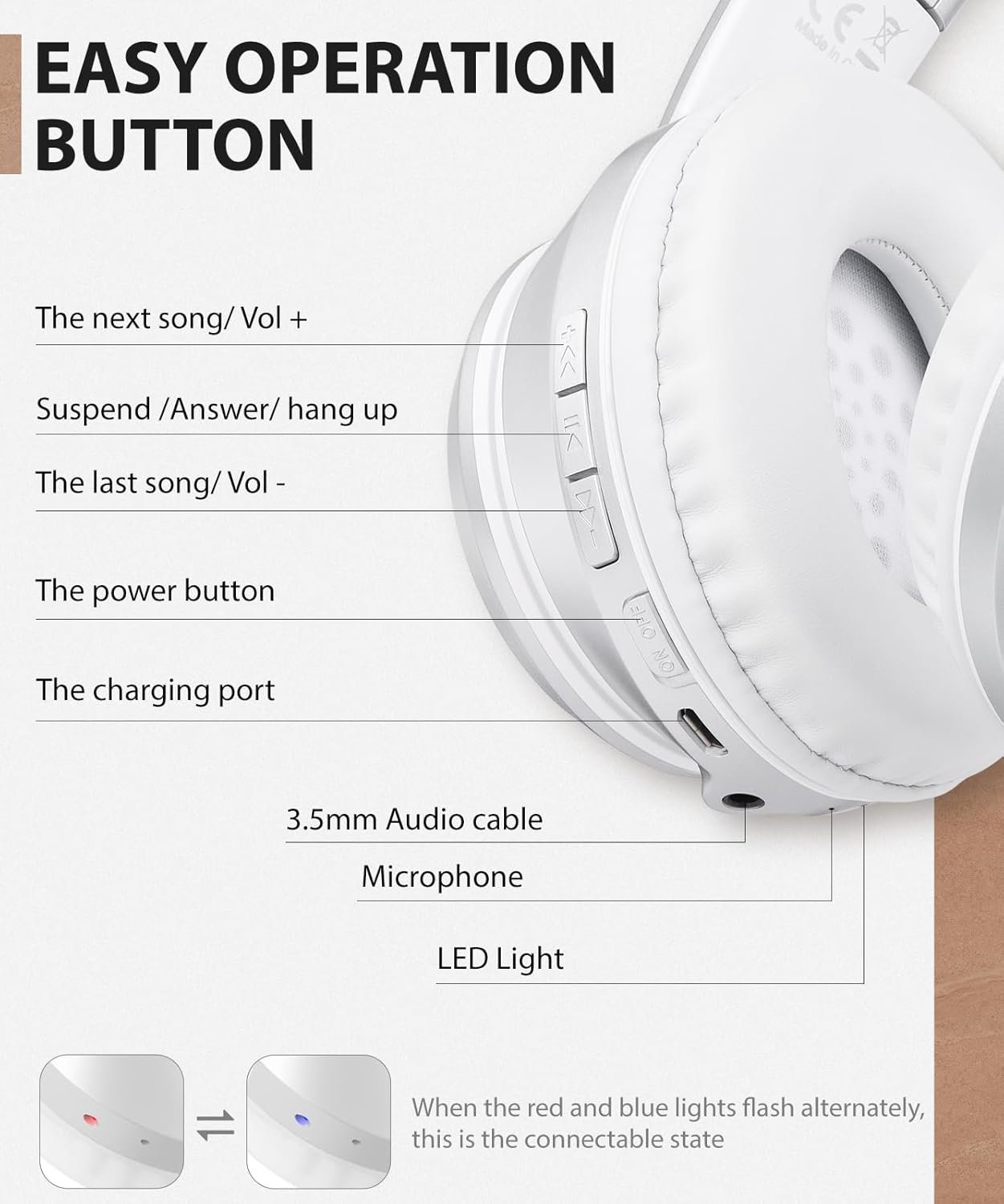 Foldable Wireless Earphones with Mic and Travel Case