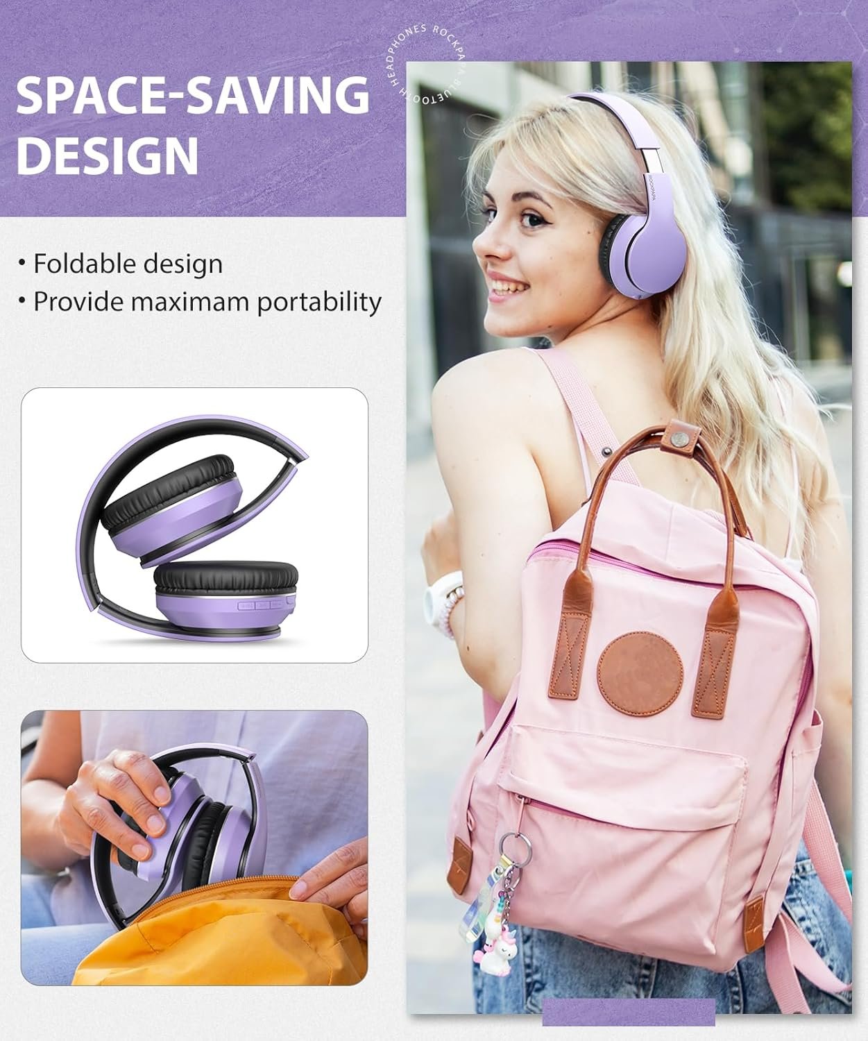 Foldable Wireless Earphones with Mic and Travel Case