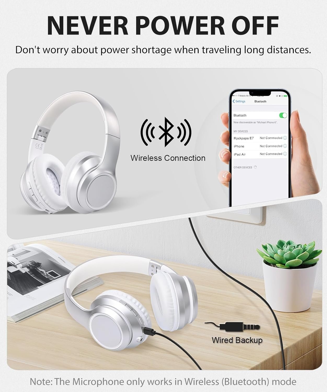 Foldable Wireless Earphones with Mic and Travel Case
