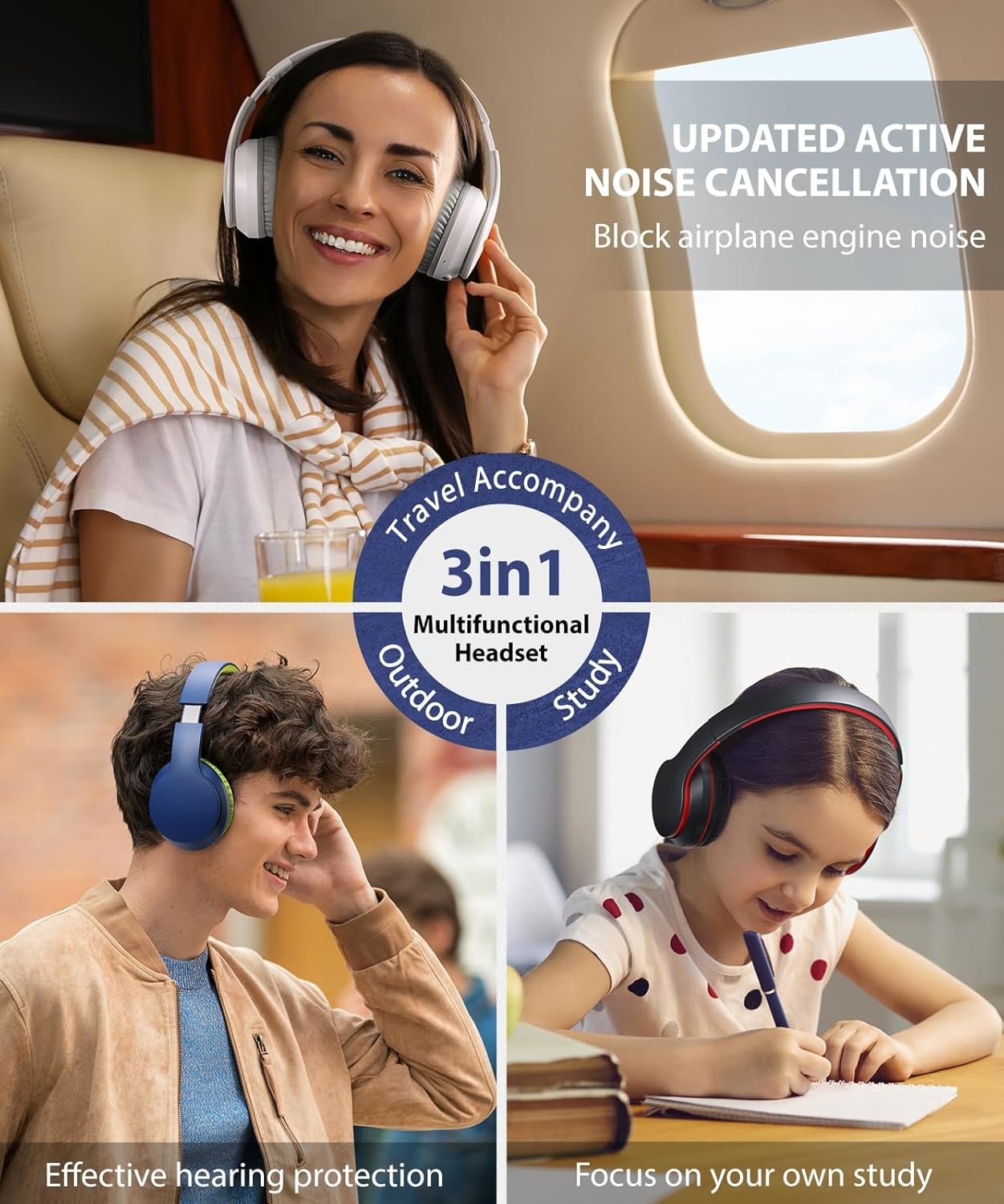 Foldable Wireless Earphones with Mic and Travel Case