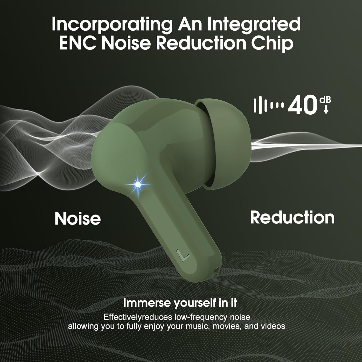 IP7 Waterproof Wireless Bluetooth Earphones with ENC Noise Cancelling Microphone