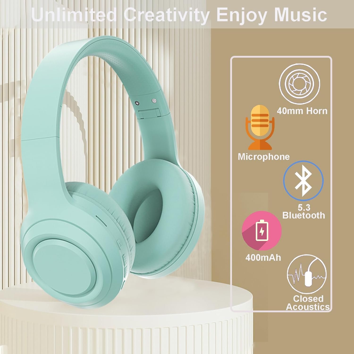 Hi-Fi Stereo Bluetooth Foldable Over-Ear Headphones with Built-in Microphone